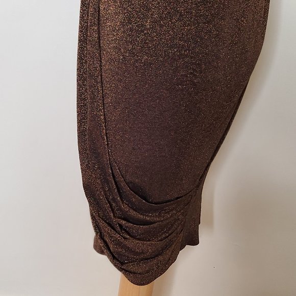 Selina Designer Bronze Metallic Cocktail Dress - Picture 4 of 6
